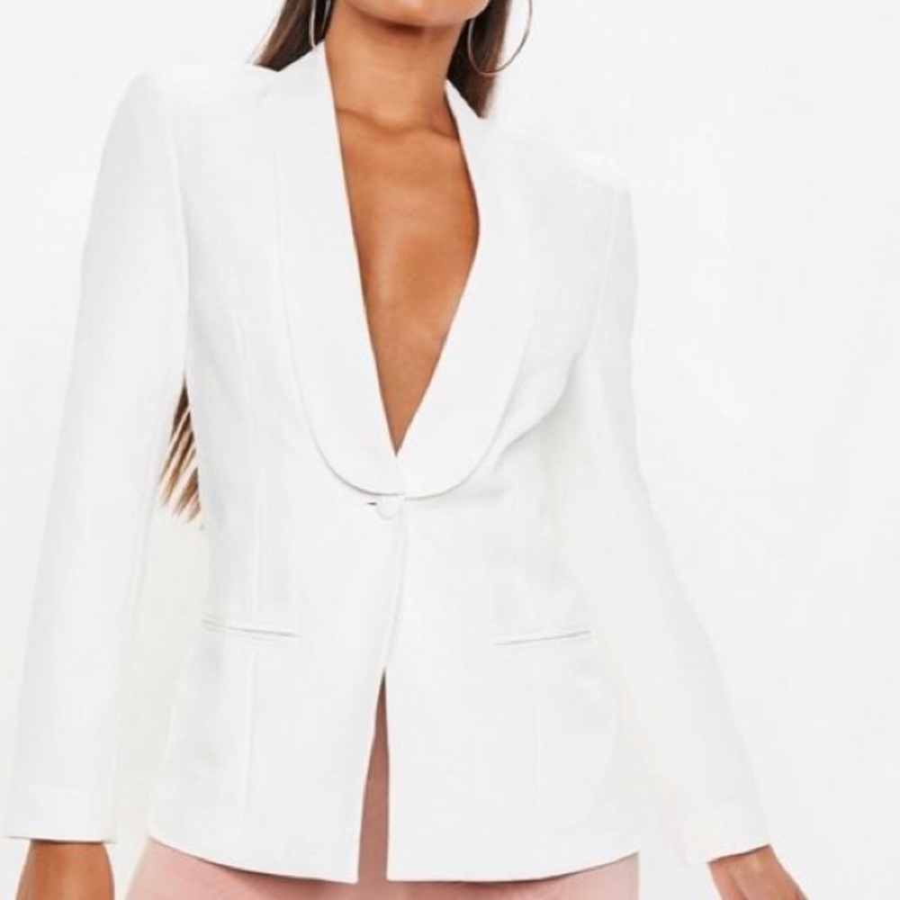 White Skinny Tux Blazer Jacket